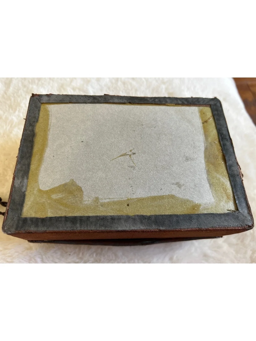 Vintage Suede Jewelry Box with Floral Closure and Velvet Interior